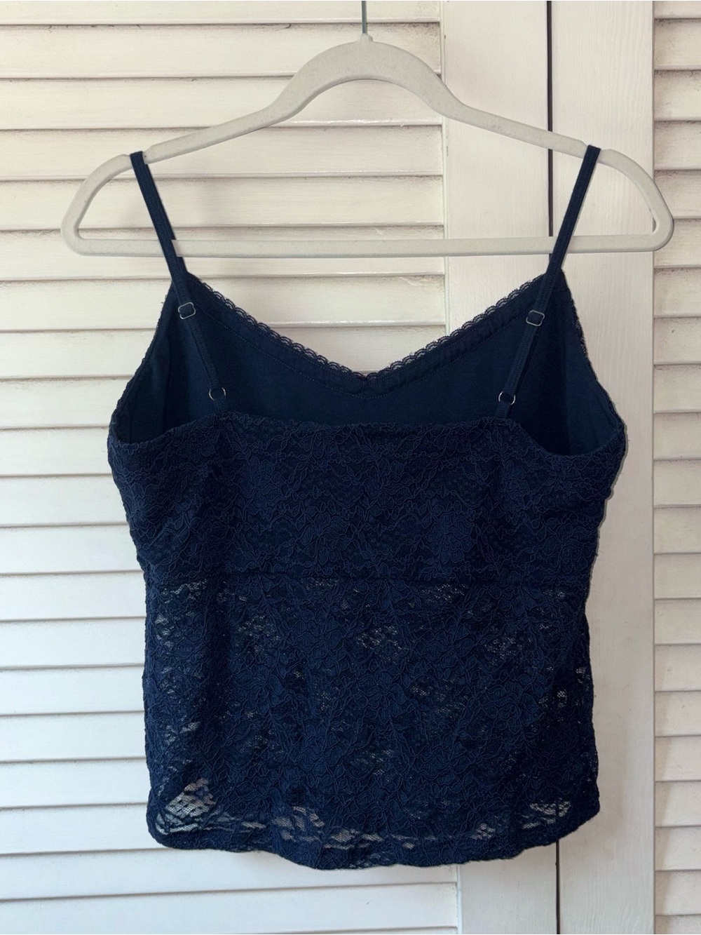Hollister Lace Cami Top XL Navy Blue Y2K Coquette Ribbon Bow Tank - Picture 4 of 4
